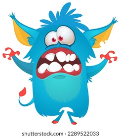 Funny cartoon monster character. Illustration of cute and happy alien. Halloween vector design isolated