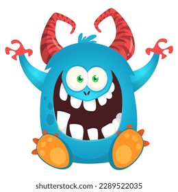 Funny cartoon monster character. Illustration of cute and happy alien. Halloween vector design isolated