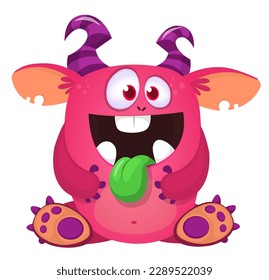 Funny cartoon monster character. Illustration of cute and happy alien. Halloween vector design isolated