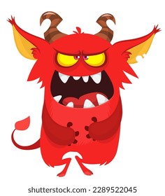 Funny cartoon monster character. Illustration of cute and happy alien. Halloween vector design isolated