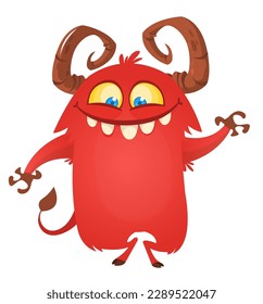 Funny cartoon monster character. Illustration of cute and happy alien. Halloween vector design isolated
