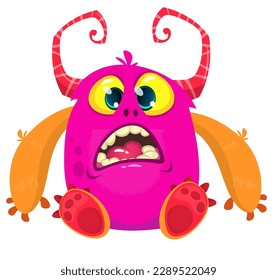 Funny cartoon monster character. Illustration of cute and happy alien. Halloween vector design isolated