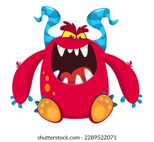 Funny cartoon monster character. Illustration of cute and happy alien. Halloween vector design isolated