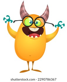 Funny cartoon monster character. Illustration of cute and happy alien. Halloween vector design isolated