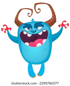 Funny cartoon monster character. Illustration of cute and happy alien. Halloween vector design isolated