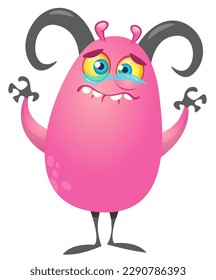 Funny cartoon monster character. Illustration of cute and happy alien. Halloween vector design isolated