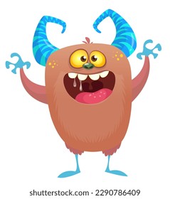 Funny cartoon monster character. Illustration of cute and happy alien. Halloween vector design isolated