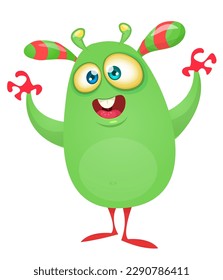 Funny cartoon monster character. Illustration of cute and happy alien. Halloween vector design isolated