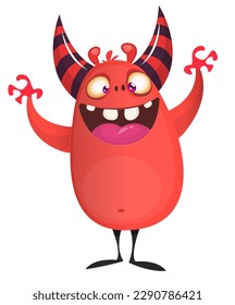 Funny cartoon monster character. Illustration of cute and happy alien. Halloween vector design isolated