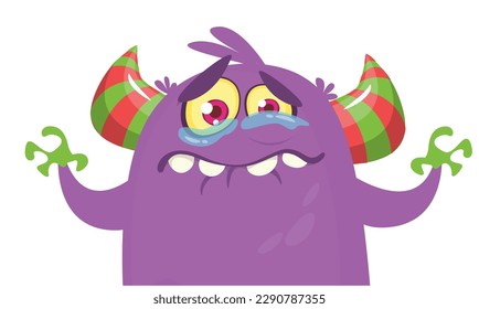Funny cartoon monster character. Illustration of cute and happy alien. Halloween vector design isolated.