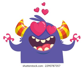 Funny cartoon monster character. Illustration of cute and happy alien. Halloween vector design isolated.