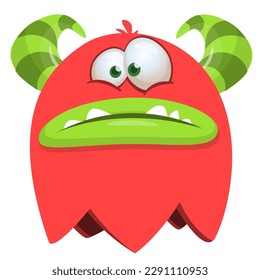 Funny cartoon monster character. Illustration of cute and happy alien. Halloween vector design isolated.