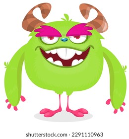 Funny cartoon monster character. Illustration of cute and happy alien. Halloween vector design isolated.