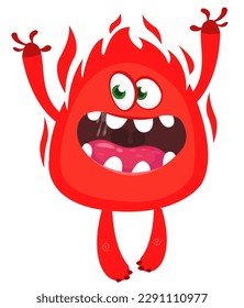 Funny cartoon monster character. Illustration of cute and happy alien. Halloween vector design isolated.