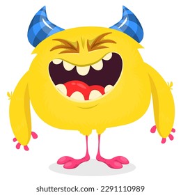 Funny cartoon monster character. Illustration of cute and happy alien. Halloween vector design isolated.