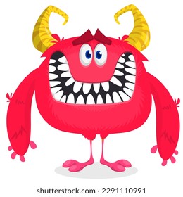 Funny cartoon monster character. Illustration of cute and happy alien. Halloween vector design isolated.