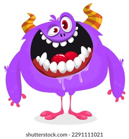 Funny cartoon monster character. Illustration of cute and happy alien. Halloween vector design isolated.