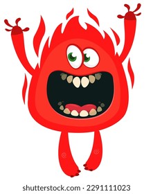 Funny cartoon monster character. Illustration of cute and happy alien. Halloween vector design isolated.