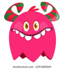 Funny cartoon monster character. Illustration of cute and happy alien. Halloween vector design isolated.