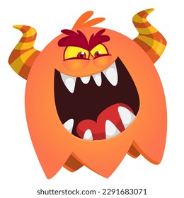 Funny cartoon monster character. Illustration of cute and happy alien. Halloween vector design isolated.