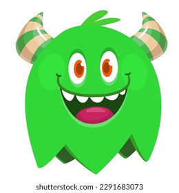Funny cartoon monster character. Illustration of happy alien creature. Halloween design. Vector isolated