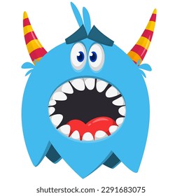 Funny cartoon monster character. Illustration of happy alien creature. Halloween design. Vector isolated