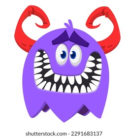 Funny cartoon monster character. Illustration of cute and happy alien. Halloween vector design isolated.