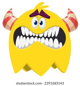 Funny cartoon monster character. Illustration of cute and happy alien. Halloween vector design isolated.