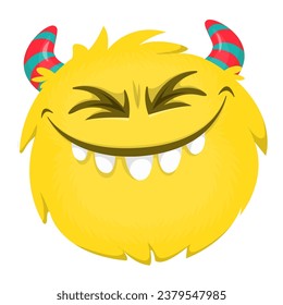 Funny cartoon monster character. Illustration of cute and happy alien creature