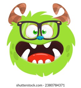 Funny cartoon monster character. Illustration of cute and happy alien creature