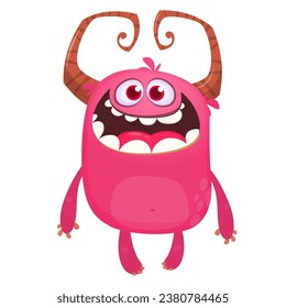 Funny cartoon monster character. Illustration of cute and happy creature or alien. Halloween vector design isolated