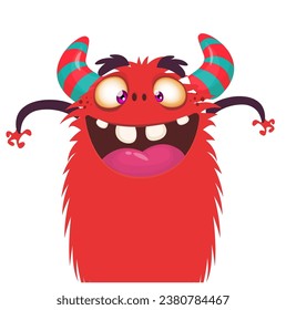 Funny cartoon monster character. Illustration of cute and happy creature or alien. Halloween vector design isolated