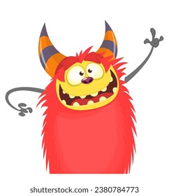 Funny cartoon monster character. Illustration of cute and happy creature or alien. Halloween vector design isolated