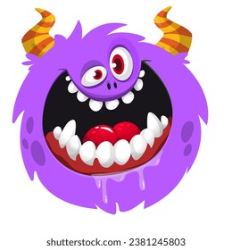 Funny cartoon monster character. Illustration of cute and happy alien creature