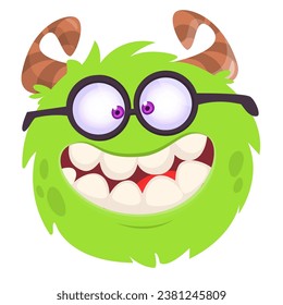 Funny cartoon monster character. Illustration of cute and happy alien creature