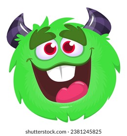 Funny cartoon monster character. Illustration of cute and happy alien creature