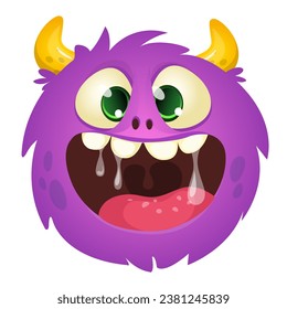 Funny cartoon monster character. Illustration of cute and happy alien creature