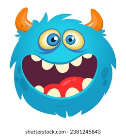 Funny cartoon monster character. Illustration of cute and happy alien creature