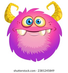 Funny cartoon monster character. Illustration of cute and happy alien creature