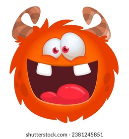 Funny cartoon monster character. Illustration of cute and happy alien creature