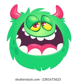 Funny cartoon monster character. Illustration of cute and happy alien creature