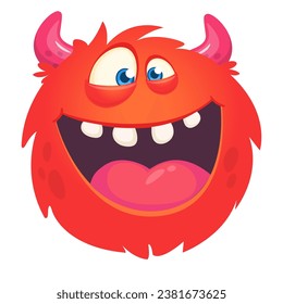 Funny cartoon monster character. Illustration of cute and happy alien creature