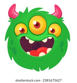 Funny cartoon monster character. Illustration of cute and happy alien creature