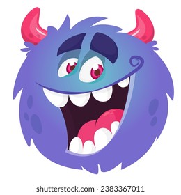 Funny cartoon monster character. Illustration of cute and happy alien creature