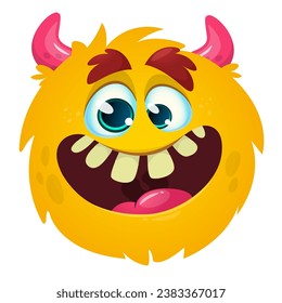 Funny cartoon monster character. Illustration of cute and happy alien creature