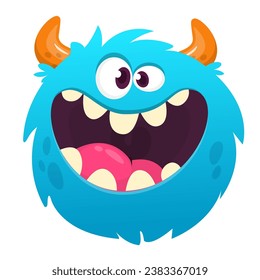 Funny cartoon monster character. Illustration of cute and happy alien creature