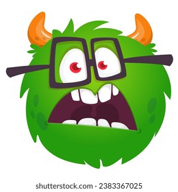 Funny cartoon monster character. Illustration of cute and happy alien creature