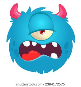 Funny cartoon monster character. Illustration of cute and happy alien creature