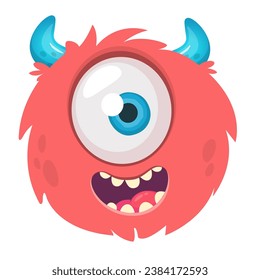 Funny cartoon monster character. Illustration of cute and happy alien creature