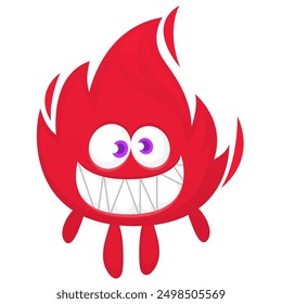 Funny cartoon monster character. Illustration of cute and happy alien creature for Halloween party decoration or package design. Vector isolated.